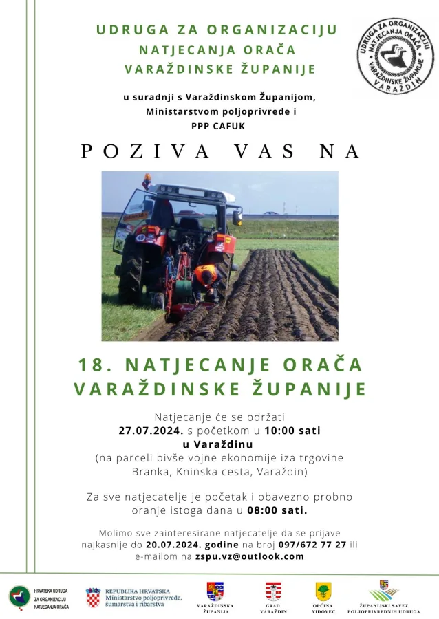 POZIV NA 18. NATJECANJE ORAČA VARAŽDINSKE ŽUPANIJE