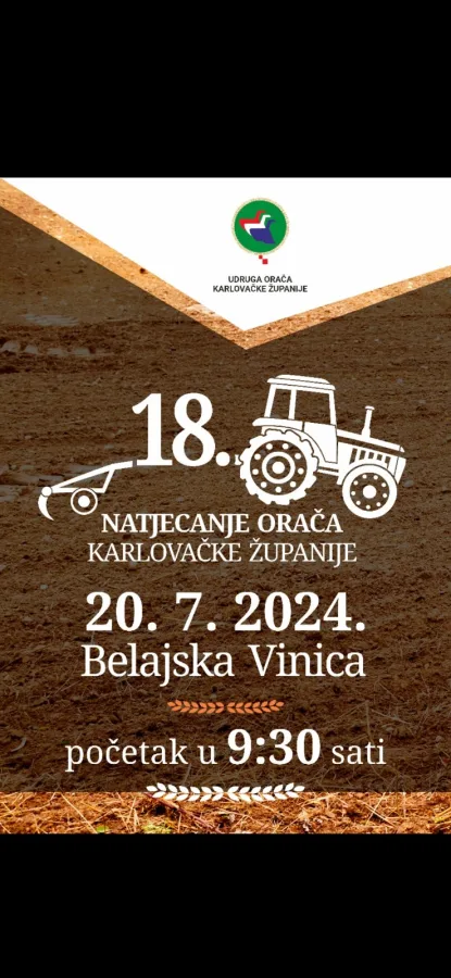 POZIV NA 18. NATJECANJE ORAČA KARLOVAČKE ŽUPANIJE